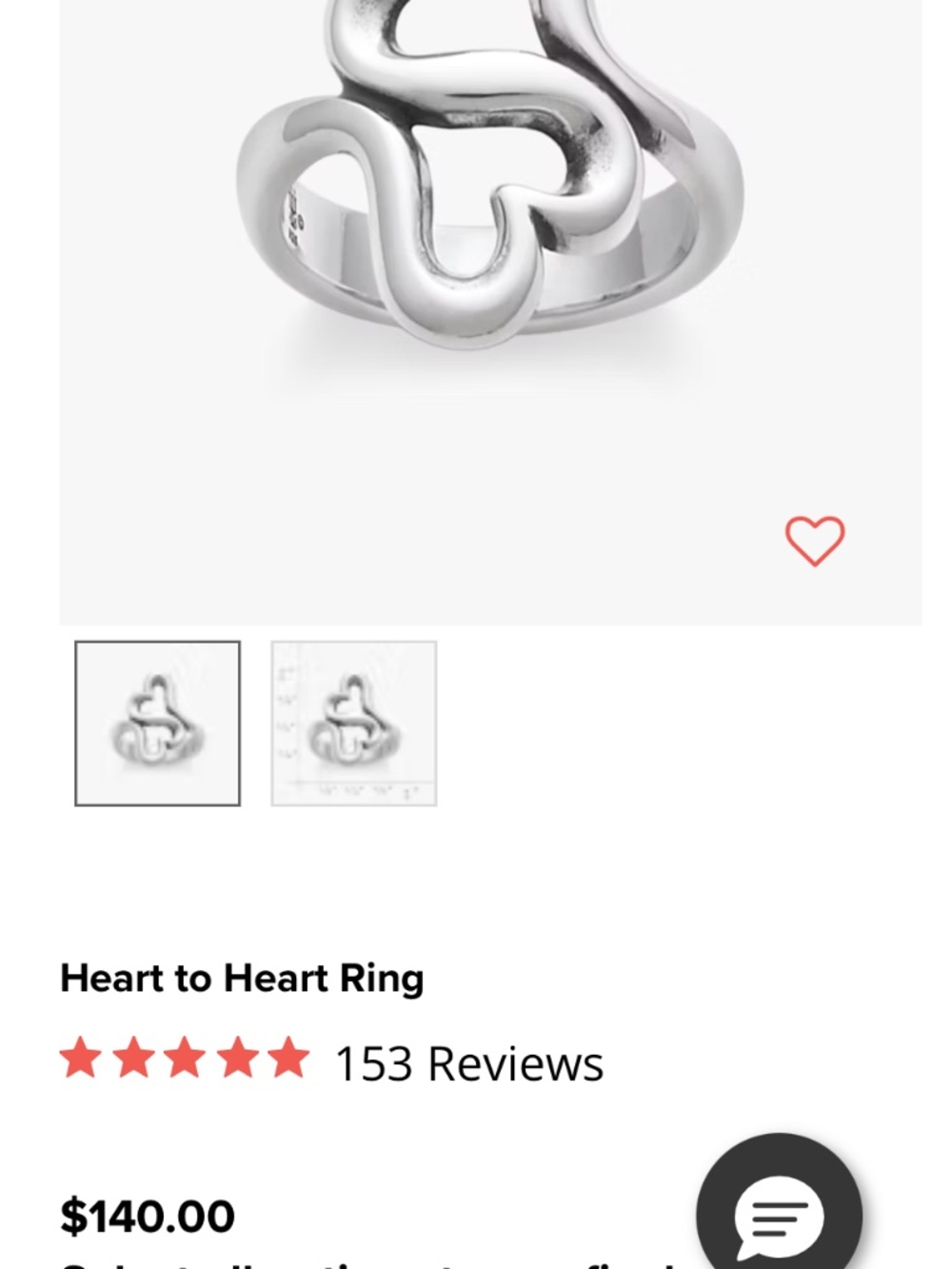 James Avery Heart to Heart Ring